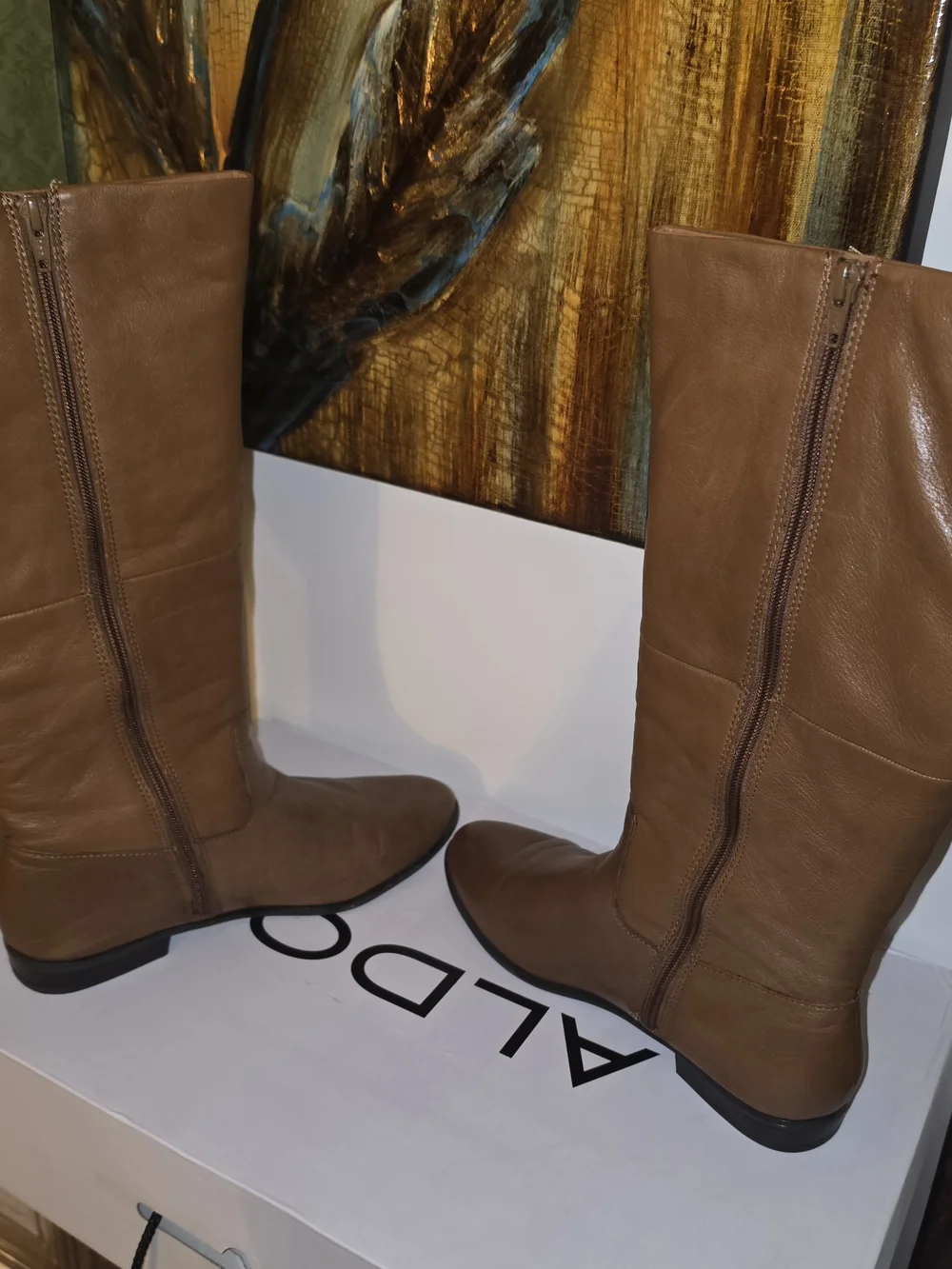 Aldo Tall Leather Riding Boots - Brown SZ 9